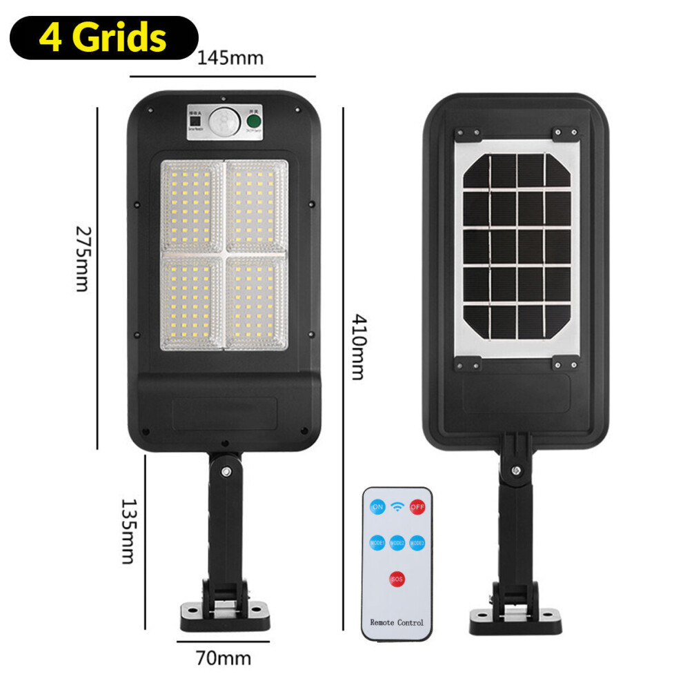 (4 Grids) 128LED Light Rechargeable Solar Power Street Light Human Body Induction Rural Remote Control Solar Street Lights