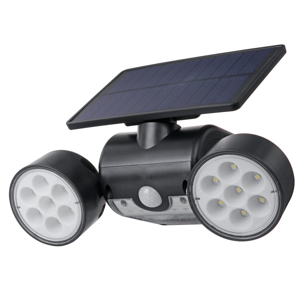 (1 PCS) LED Solar Power Street Light Double Head Spotlight PIR Motion Sensor Wall Lamp Outdoor Garden Path Yard Lighting