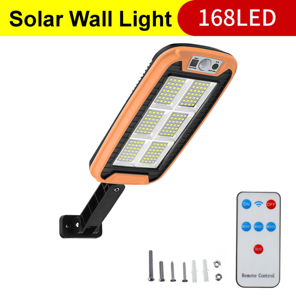 (168 LED) COB LED Solar Street Wall Light PIR Motion Sensor Dimmable Lamp Outdoor Garden