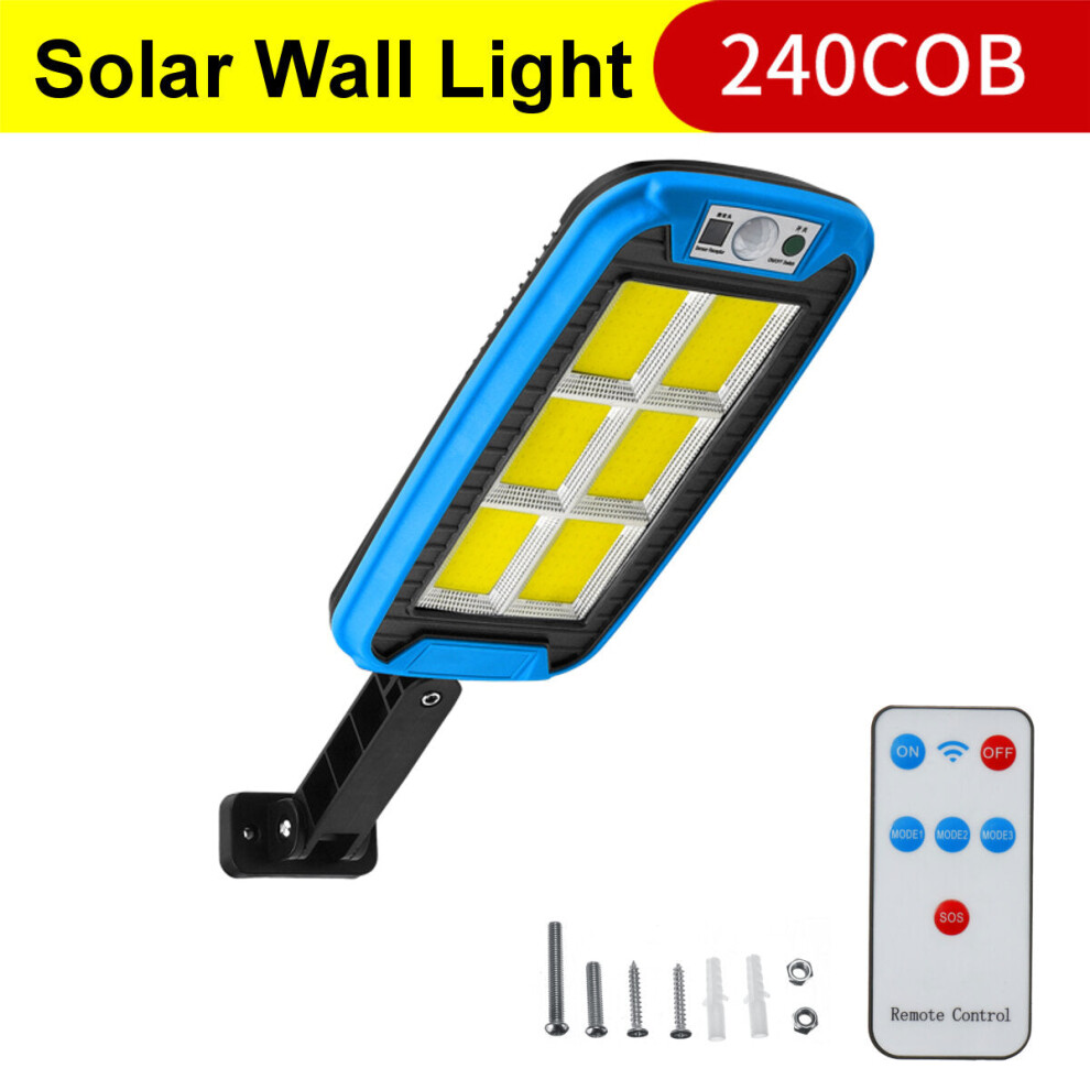 (240 COB - A) COB LED Solar Street Wall Light PIR Motion Sensor Dimmable Lamp Outdoor Garden