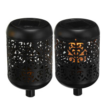 (Flame) Outdoor 10 LED Solar Torch Flickering Flame Light Garden Waterproof Yard Lamp