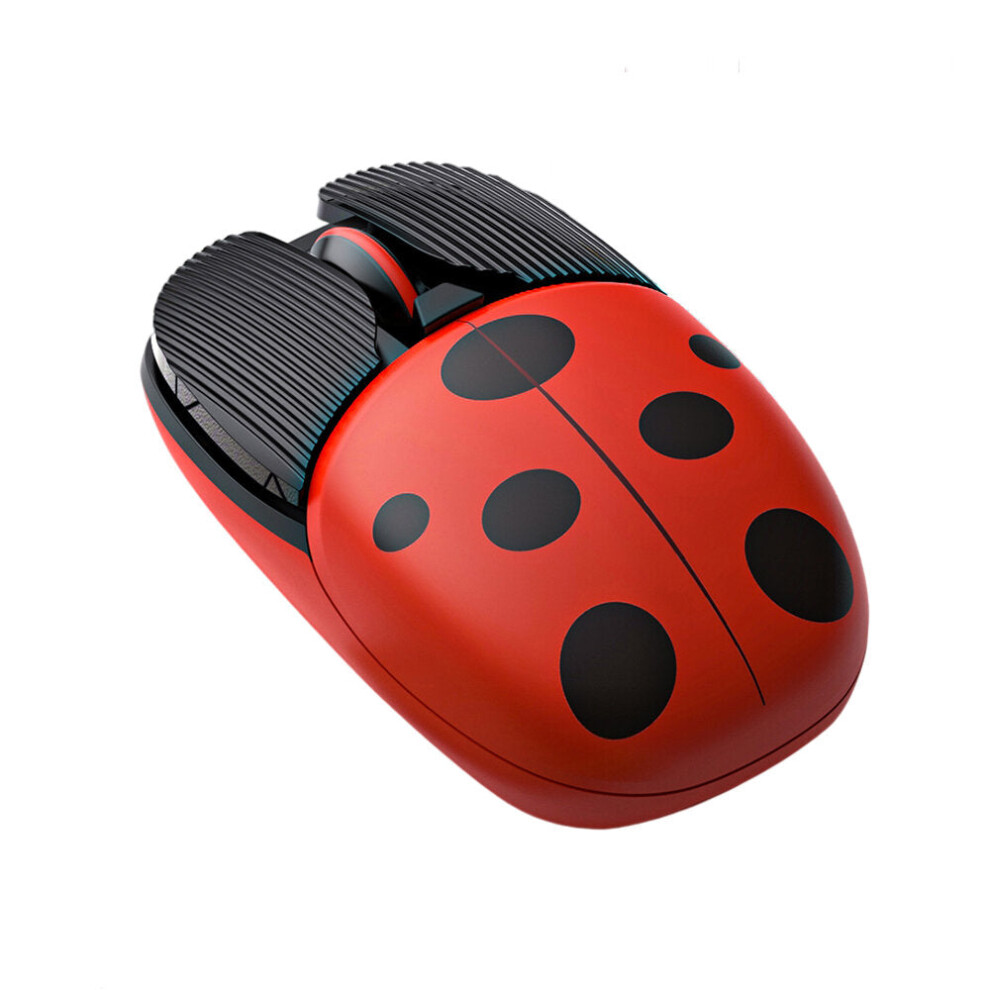 (Red) Cute Cartoon Mouse Dual Mode Bluetooth 3.0/5.2 2.4G Wireless Adjustable 1000-1600DPI Rechargeable Mute Button Mice