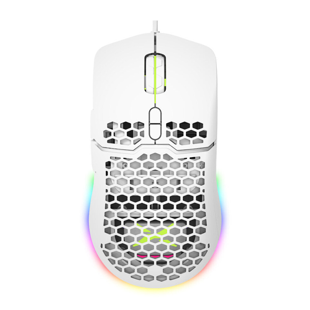 (White) Rgb Gaming Mouse Usb Wired Lightweight Honeycomb Shell 7200Dpi Ergonomic Mice With Soft Rope Cable For Pc Laptop White 6112212792193