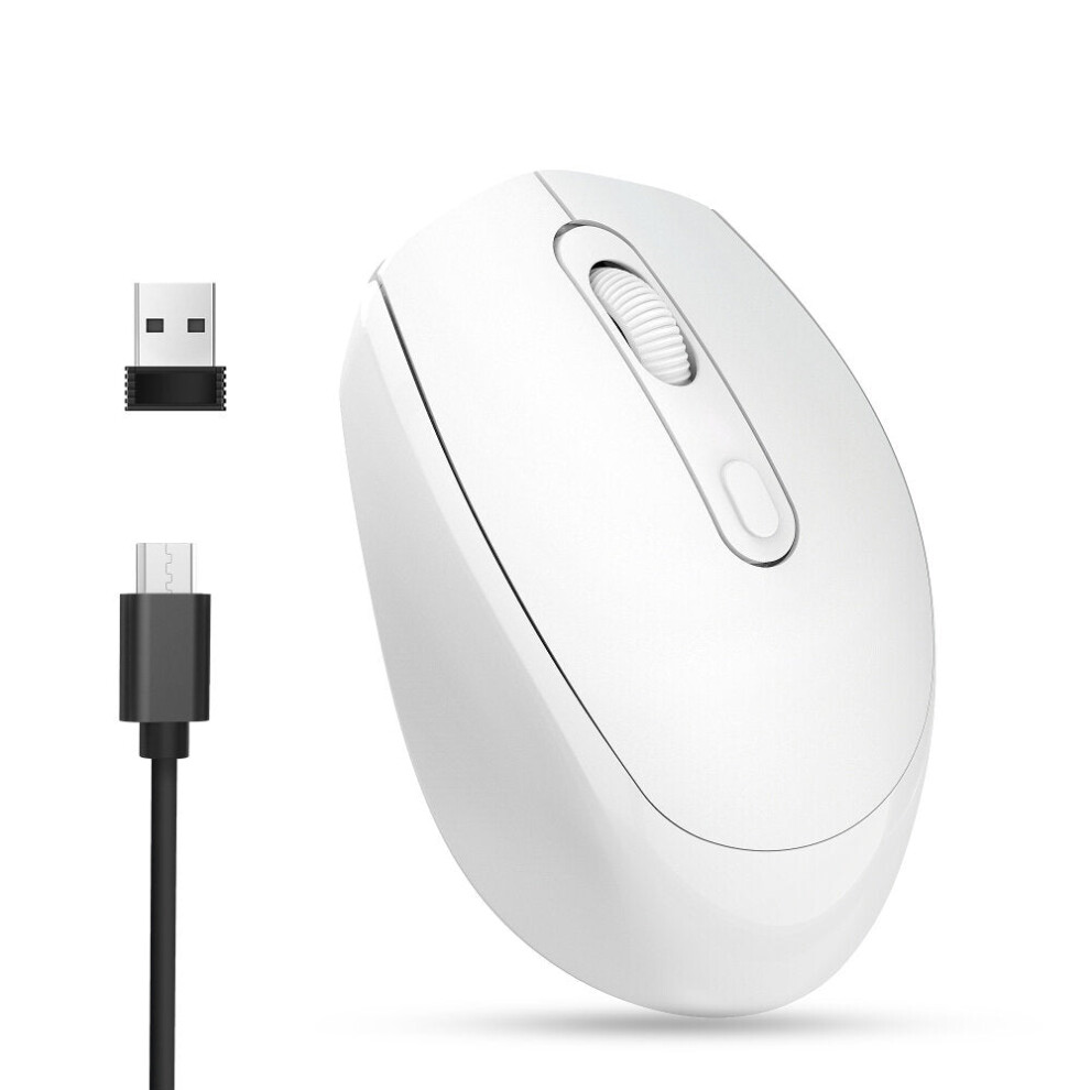 (White) Mouse 2.4Ghz Wireless 1600Dpi Rechargeable Mice With Usb Receiver For Pc Laptop Computer White 6112212789681