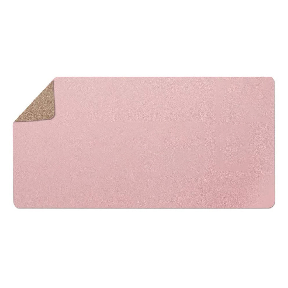 (Pink, L) Large Mouse Pad PU Leather Cork Anti-slip Gaming Keyboard Pad Desktop Table Protective Mat For Home Office