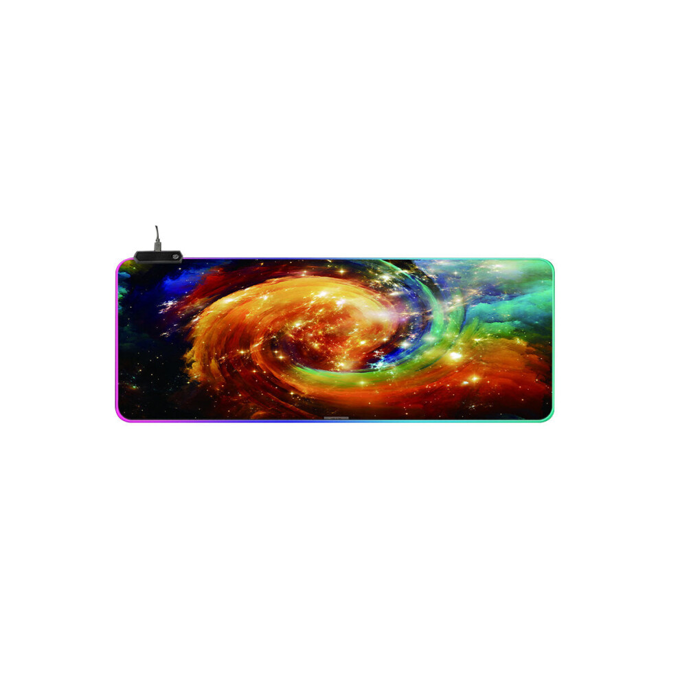 (300X800x4mm) Rgb Glowing Mouse Pad Whirlwind Soft Rubber Anti-Slip 14 Lighting Mode Large Gaming Keyboard Pad Desktop Protective Mat For Home Office 6112212786987