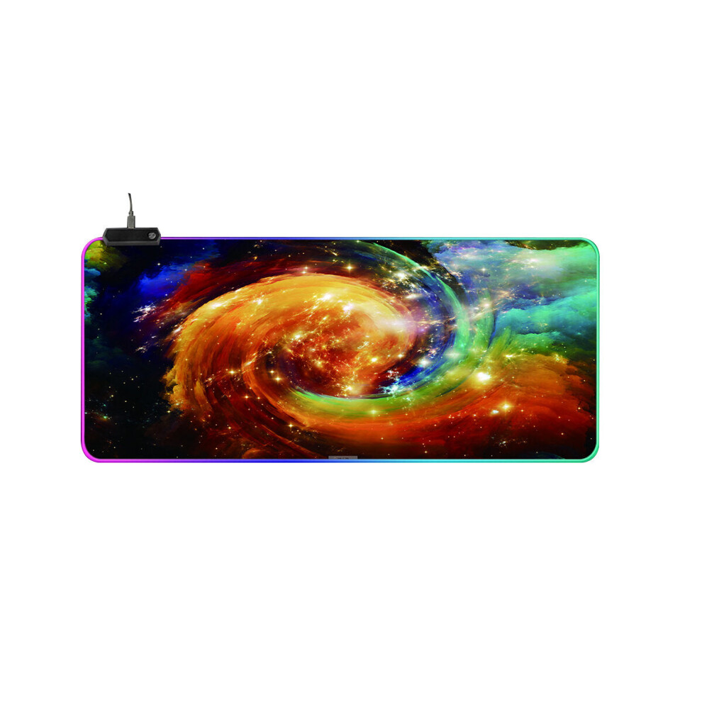 (400X900x4mm) Rgb Glowing Mouse Pad Whirlwind Soft Rubber Anti-Slip 14 Lighting Mode Large Gaming Keyboard Pad Desktop Protective Mat For Home Office 6112212786970