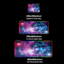 (L) RGB Mouse Pad Soft Rubber Anti-slip USB Powered Starry Sky LED Glowing Gaming Keyboard Pad Desktop Protective Mat for Home Office