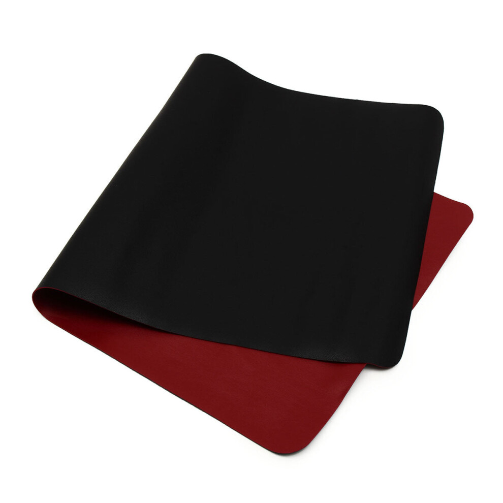 (Black/Red) Gaming Mouse Pad Extended Large Desk Mat PU Leather Blotter Dual Sided Non Slip Water Resistant for Keyboard and Mouse