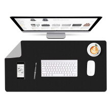(Black & Grey) Gaming Mouse Pad Extended Large Desk Mat PU Leather Blotter Dual Sided Non Slip Water Resistant for Keyboard and Mouse