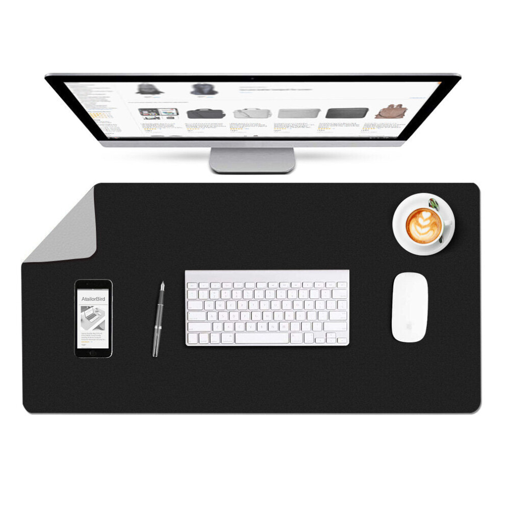 ( & Grey) Gaming Mouse Pad Extended Large Desk Mat Pu Leather Blotter Dual Sided Non Slip Water Resistant For Keyboard And Mouse Black/Grey 6112212795262