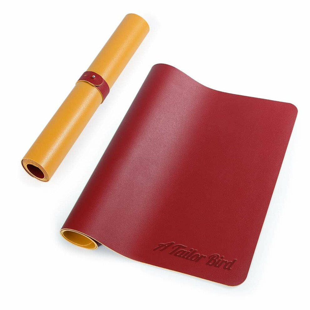 ( & Yellow) Gaming Mouse Pad Extended Large Desk Mat Pu Leather Blotter Dual Sided Non Slip Water Resistant For Keyboard And Mouse Red/Yellow 6112212795316