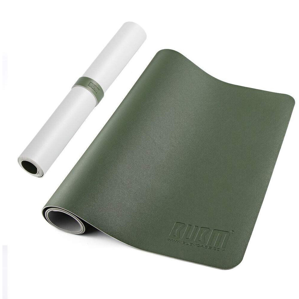 ( & Grey) Gaming Mouse Pad Extended Large Desk Mat Pu Leather Blotter Dual Sided Non Slip Water Resistant For Keyboard And Mouse Green/Grey 6112212795323