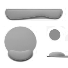(Grey) Mouse Pad with Wrist Support Keyboard Wrist Rest Durable Comfortable 2 Set for Laptop Office Gaming Working with 2 Pcs PU&Cork Coasters