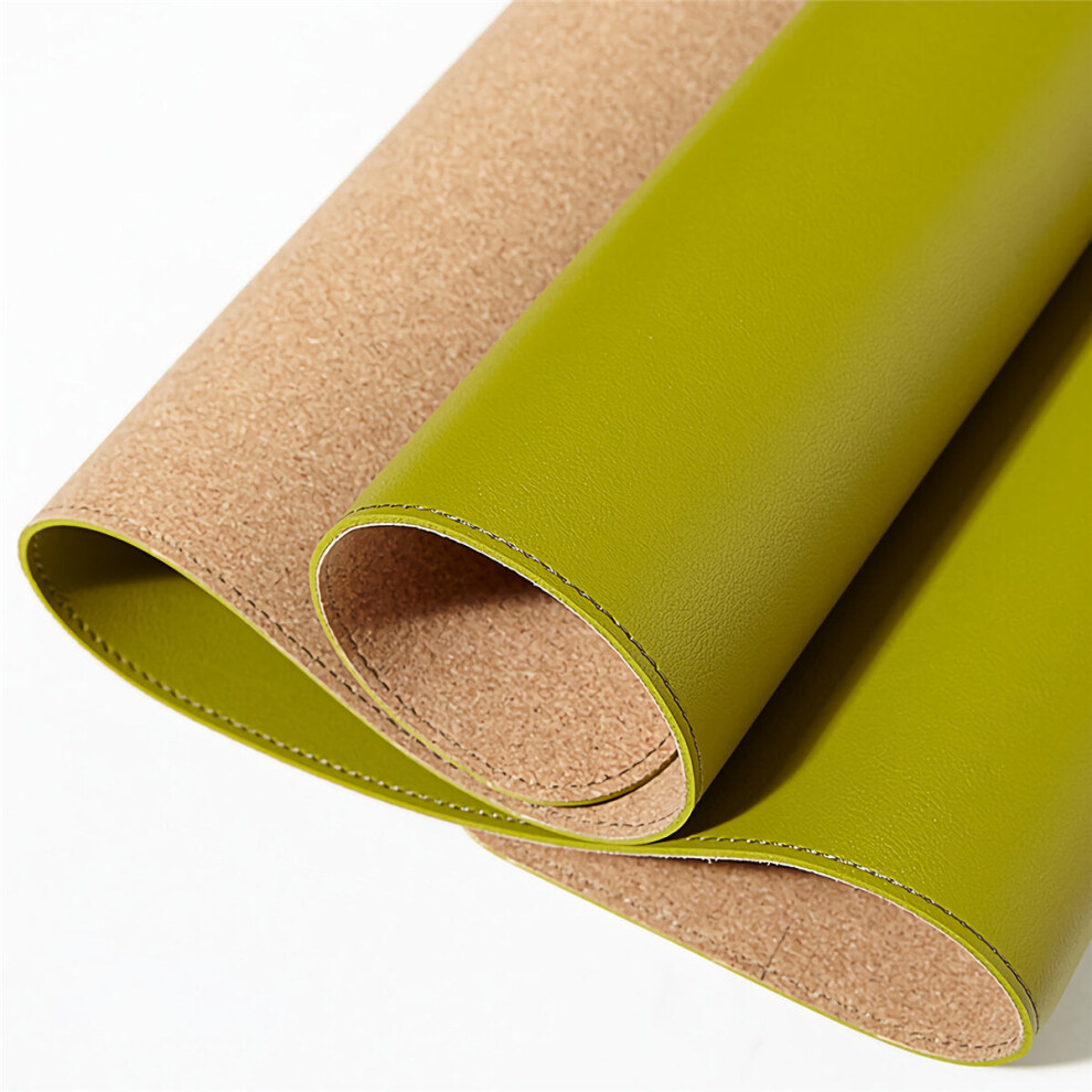 (Olive Green) 90*43cm Cork Double-sided Use Mouse Pad Rollable PU Leather Anti-scratch Desk Mat Gaming Keyboard Pad for Home Office