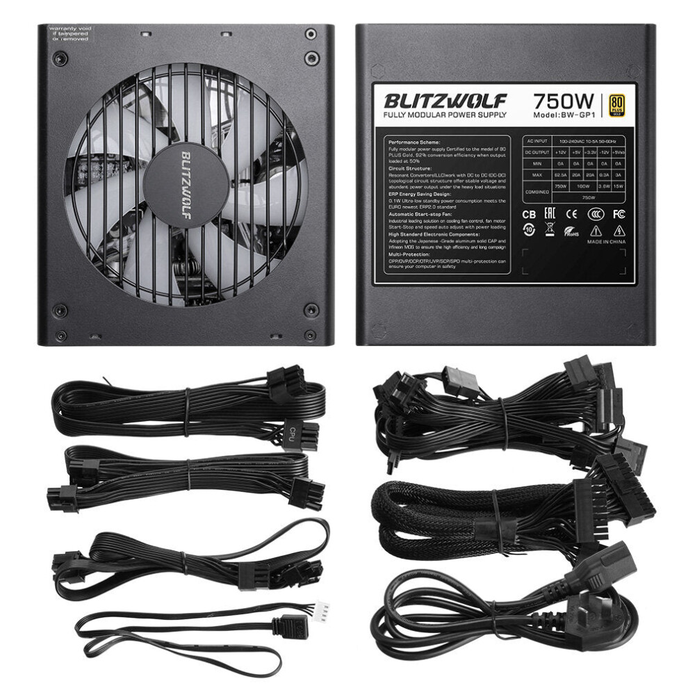 (750W, Us Plug) 550/750W Atx Fully Modular Power Supply 80Plus Certified With Argb Fan 7 Prevention Technology Full Voltage Support Fan Auto On/O Gold 6112212776469