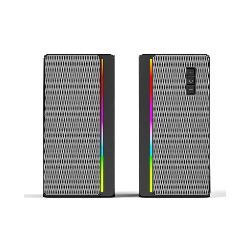 () Bluetooth Desktop Speaker Usb Charging Bluetooth Surround Stereo Bass Subwoofer Aux/Tf Card Playing With Rgb Symphony Gray/Light 6212557257682