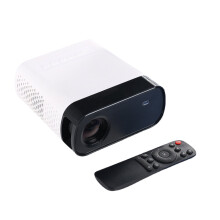 (White, EU Plug) Mini LED Projector Built-in Battery Home Pico Projector Suit for Power Bank Outdoor Movie AV/SD/USB/HDMI