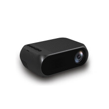 (Black, US Plug) Mini LED Projector Built-in Battery Home Pico Projector Suit for Power Bank Outdoor Movie AV/SD/USB/HDMI