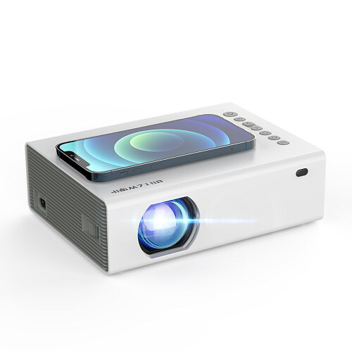 (US Plug, Basic version) LED Mini Projector Phone Same Screen Support 1080P Resolution Keystone Correction Multiple Ports Portable Smart Home Theater Projector With Remote