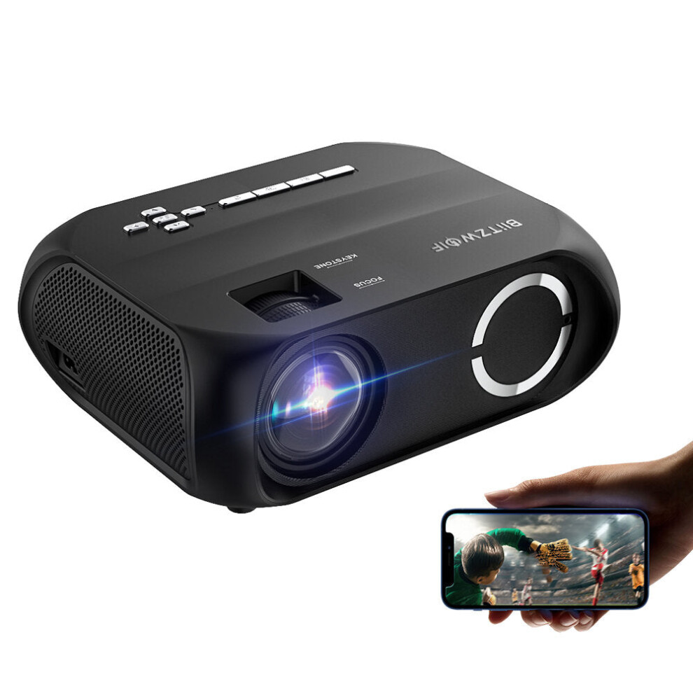 (US Plug) LCD LED HD Projector 6000 Lumens Beamer 1280x720 Pixels Wireless Phone Same Screen 16.7 Million Colors 3500:1 Contrast Ratio