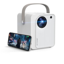 (White, EU Plug) 5000 Lux Mini LED Wifi Projector Wireless Screen Mirroring 1080P Supported 170'' Display Portable Outdoor Movie Projector