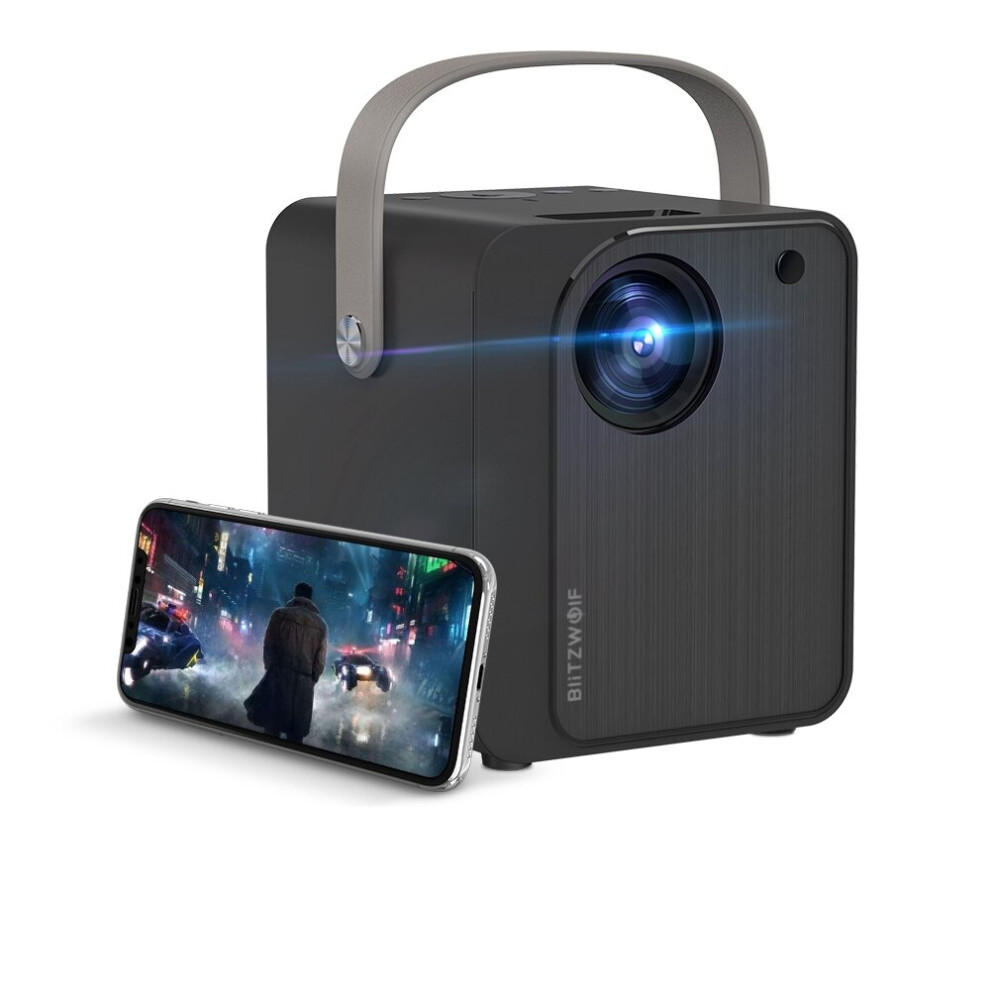 (Black, EU Plug) 5000 Lux Mini LED Wifi Projector Wireless Screen Mirroring 1080P Supported 170'' Display Portable Outdoor Movie Projector