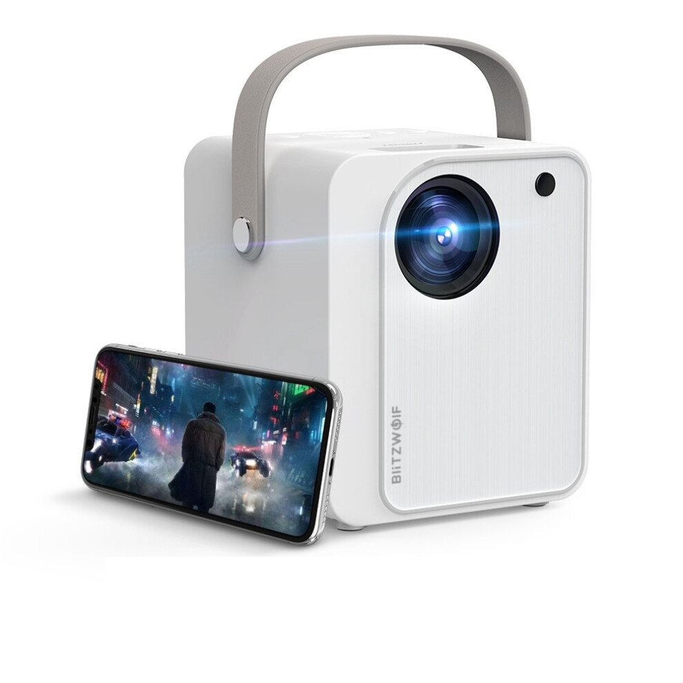 (White, AU Plug) 5000 Lux Mini LED Wifi Projector Wireless Screen Mirroring 1080P Supported 170'' Display Portable Outdoor Movie Projector