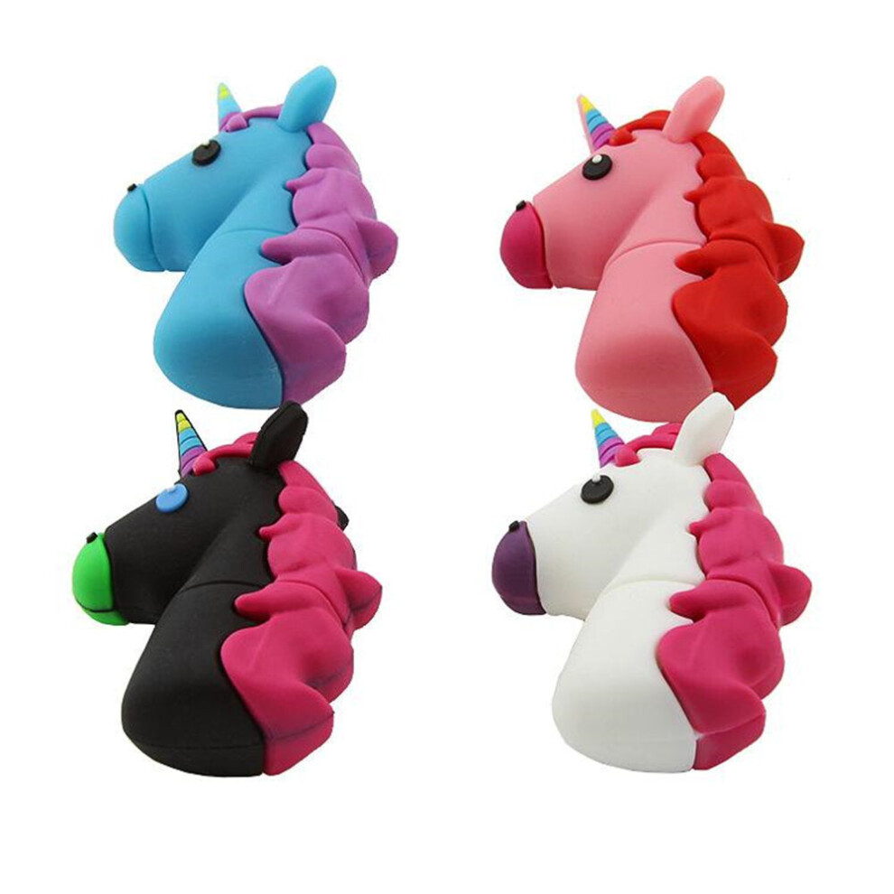 (32GB, Blue) USB Flash Drive 4GB 8GB 16GB 32GB Cute Unicorn Cartoon Horse Model USB 2.0 Memory Stick Pen drive USB Stick Flash Drive Gift