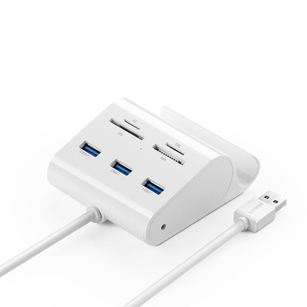 7-In-1 USB Hub Multi-Functional USB3.0 TF/SD/M2/MS Card Reader 5Gbps Fast Speed LED Indicator Docking Station with Phone Stand