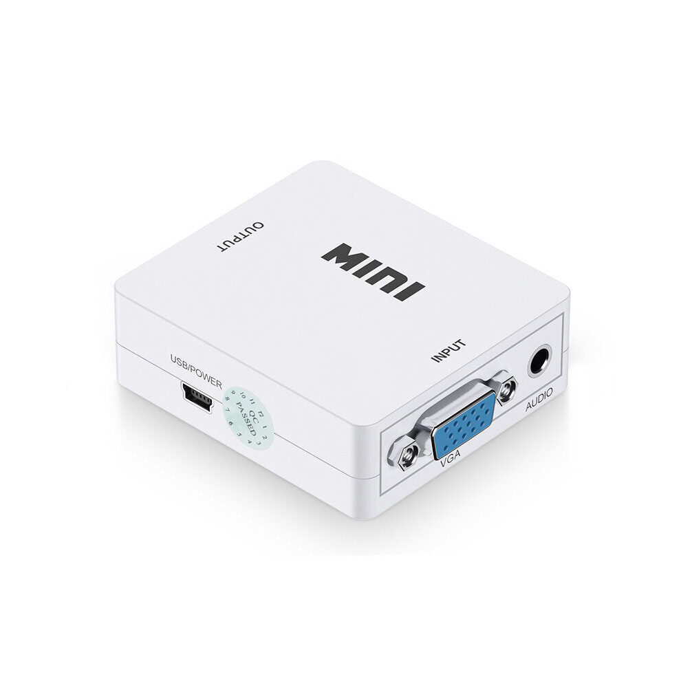 (White) Vga To Hd Converter 1920*1080 3D Hd Adapter Converter Video Converter Vga Adapter White 6112212777824