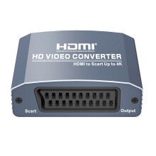 (EU Plug) HDMI TO SCART Converter HDMI Scart Adapter Stereo Out HD Video Converter 4K@30Hz for DVD PS3 Computer T-616