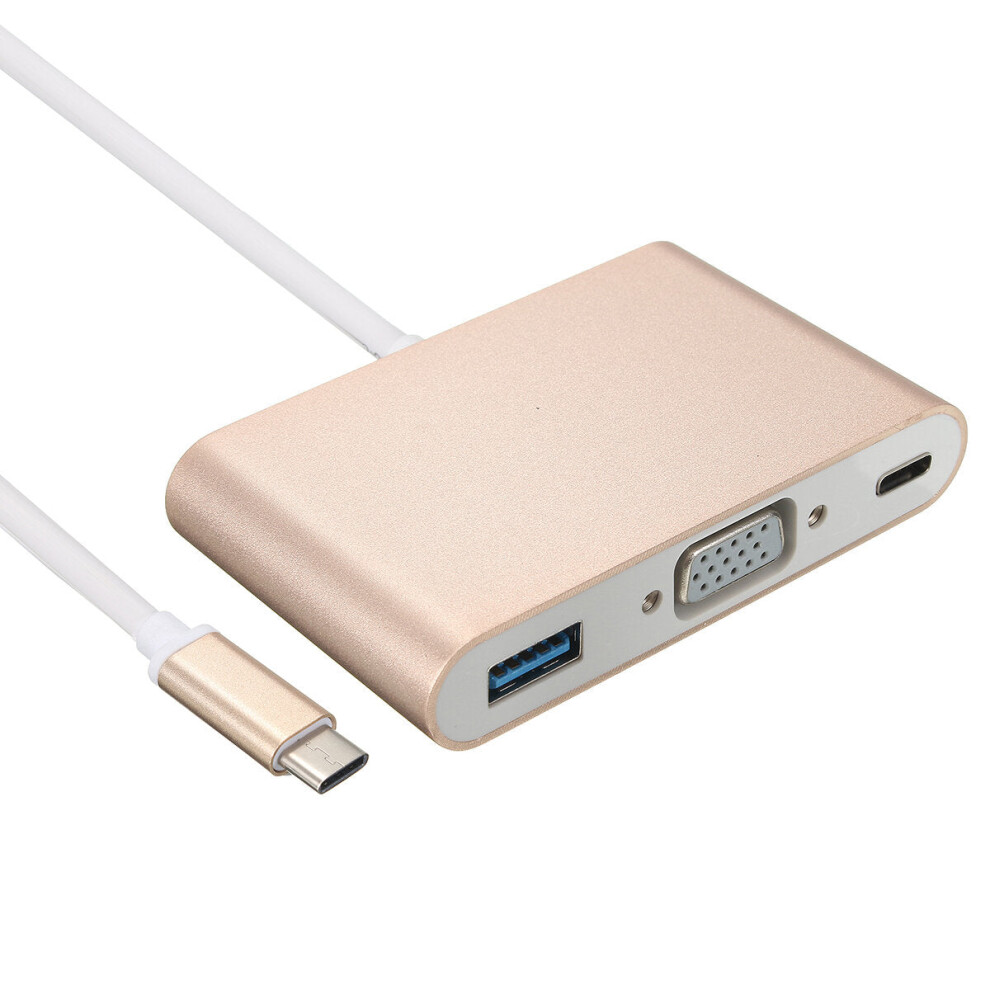 (Gold) Usb 3.1 Type C To Vga Converter Monitor Usb 3.0 Type C Female Charger Adapter For Macbook Gold 6112212778784