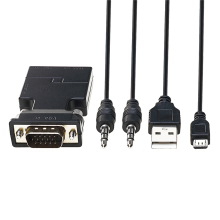 VGA Male to HDMI Female Converter 1080P HDMI Adapter Box Audio Port VGA Extension Cable Mini USB Port for Computer Monitor TV