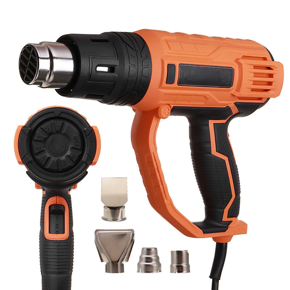 (EU Plug) 2000W HotAirGuns 8 Levels Temperature 3Modes Heat Guns Kit W/ 4 Nozzles for Stripping Paint Removing Rusted Bolt Shrinking PVC