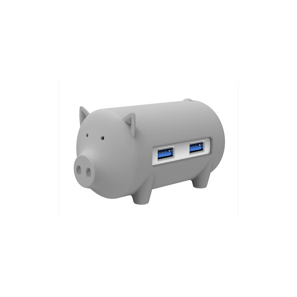 (Grey) Little Pig High Speed USB 3.0 OTG HUB Adapter SD TF Card Reader for Macbook Laptop