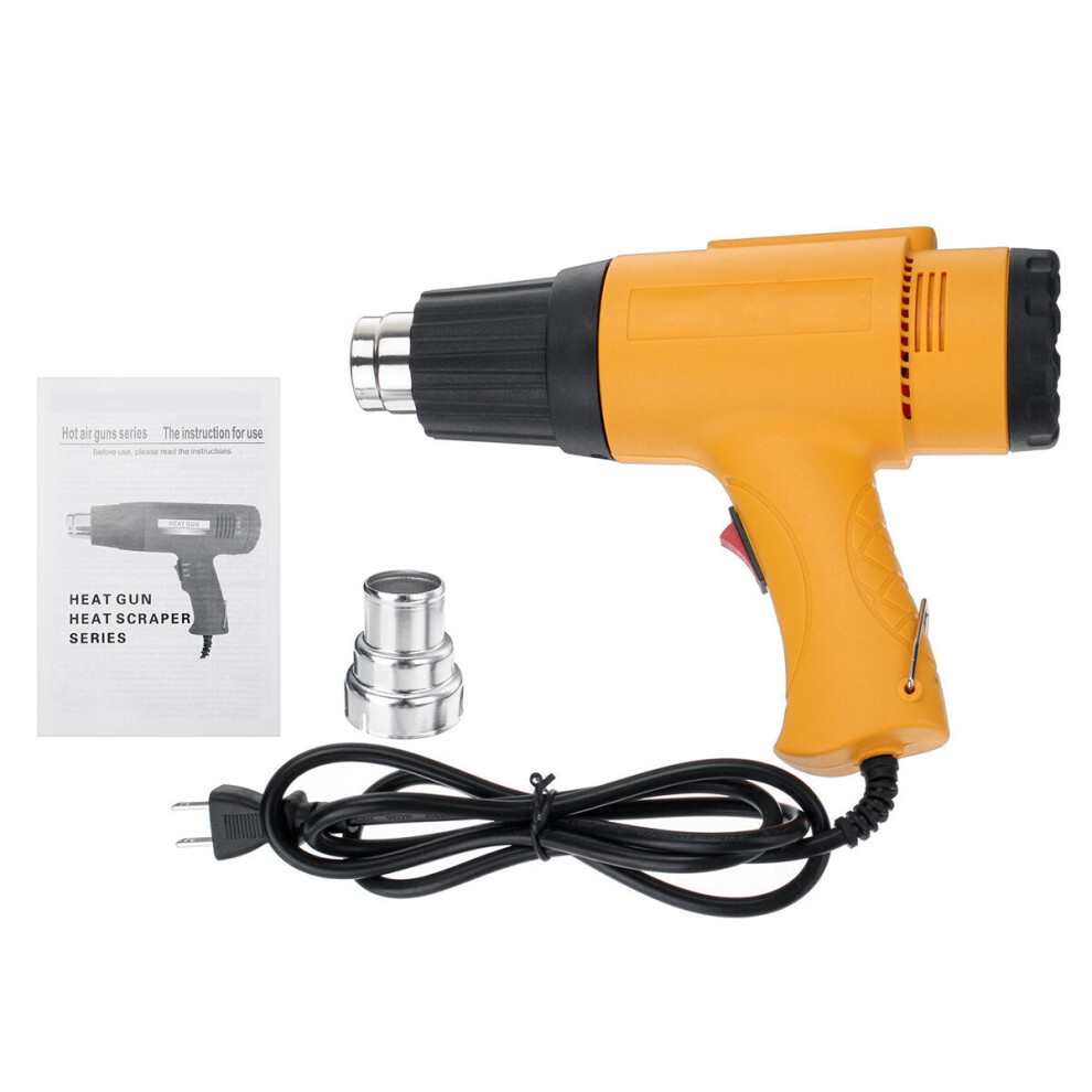 (Yellow) 2000W Heating Machine Heat Hot Air Machine Dual Temperature + 1 Nozzles