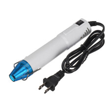 (US Plug, White Shell + Blue Mouth) Mini Hot Air Gun Soft Ceramic Heat Shrinkable Sheet Quick Setting Tool Rubber Stamp Diy Convex Powder