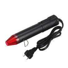 (US Plug, Black Shell + Red Mouth) Mini Hot Air Gun Soft Ceramic Heat Shrinkable Sheet Quick Setting Tool Rubber Stamp Diy Convex Powder