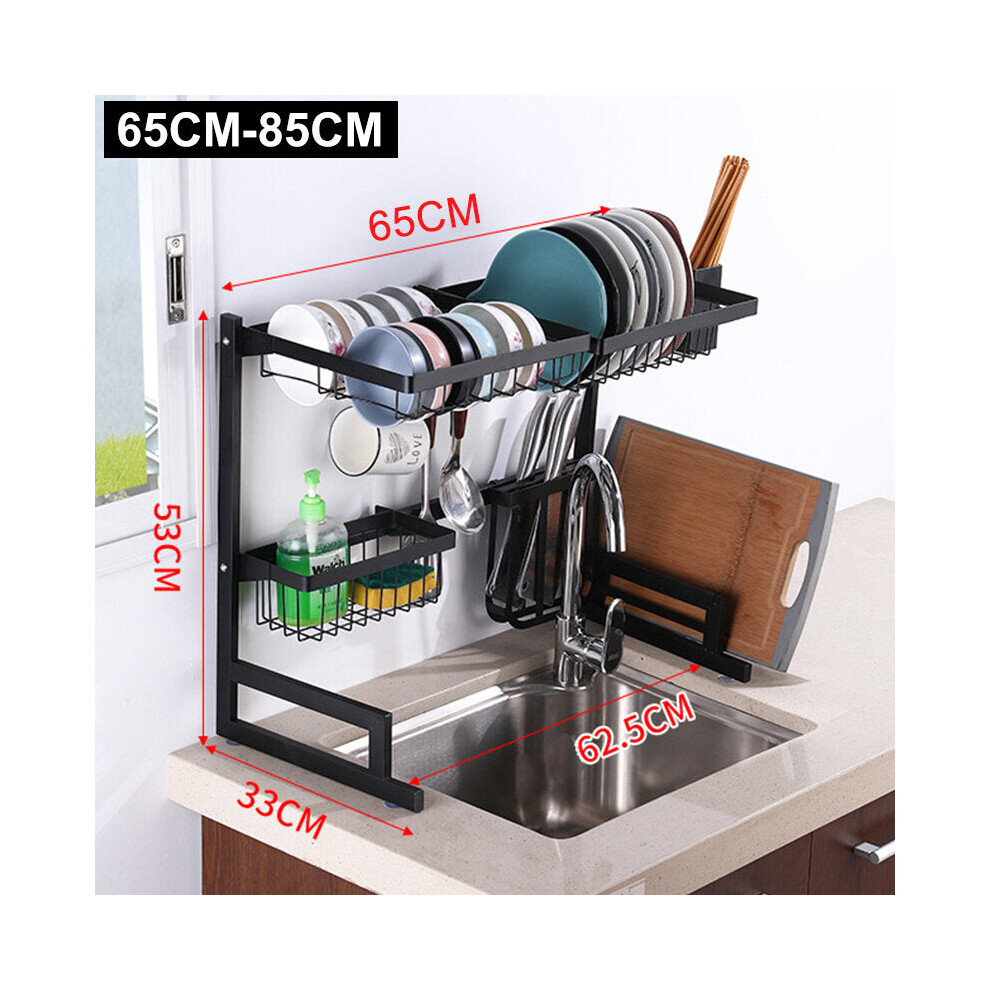 (S) Sink Storage Rack 65/85CM Kitchen Over Sink Dish Drying Drain Shelf Dish Chopsticks Storage Holder Organizer
