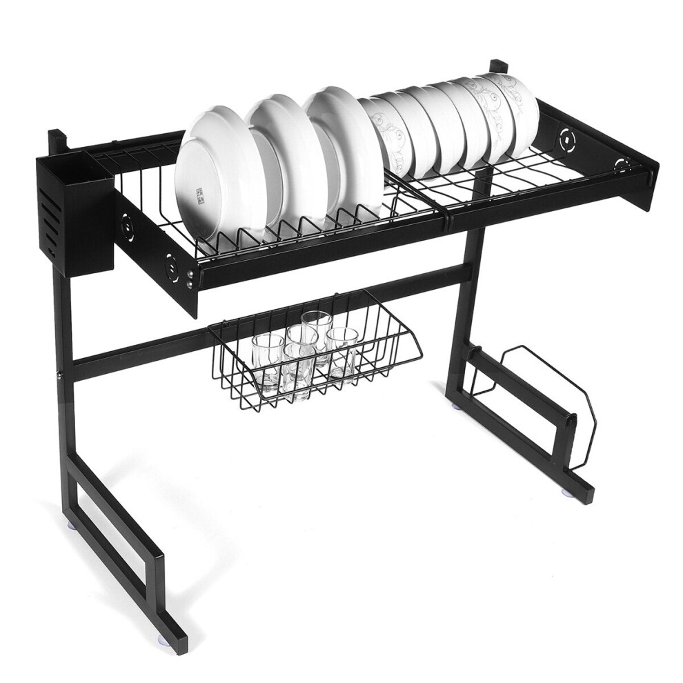 (85CM) Kitchen Dish Rack Sink Dish Drying Drain Shelf Tableware Cup Bowl Storage Tray Holder Organizer
