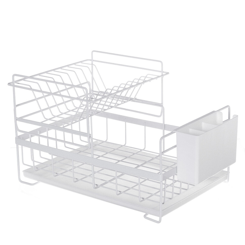 (White) Metal Multi Layer Dish Rack Drainer Drying Dish Tray Holder Kitchen Organizer Home Kitchener Storage Supplies