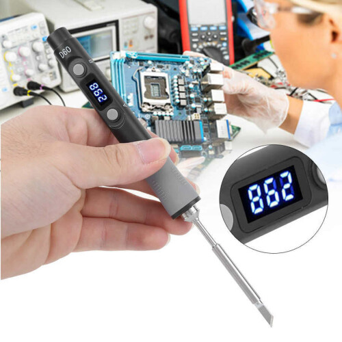 60W Digital Soldering Iron Station DC12-24V Type-C Interface 100-400 Adjustable Temperature 1