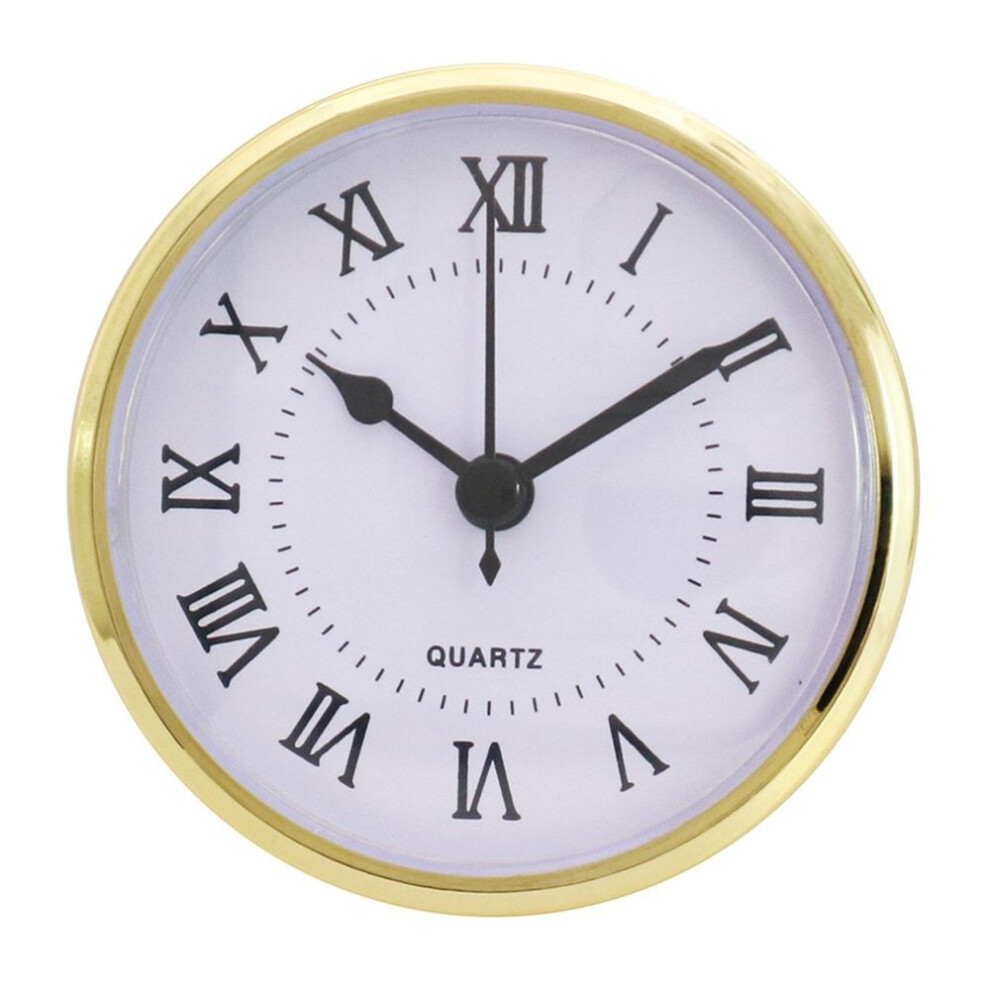 (as the picture) Golden Rim 90mm Classic Quartz Clock Insert Embedded Mini Wall Clock Head Diy Movement With Roman Number