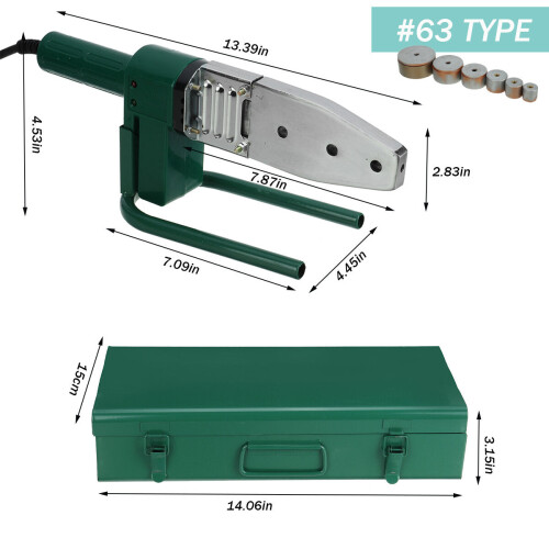 (63 Type) 220V 4 Slots Electric Pipe Welding Machine Heating Tool Head Set For PPR PB PE Plastic