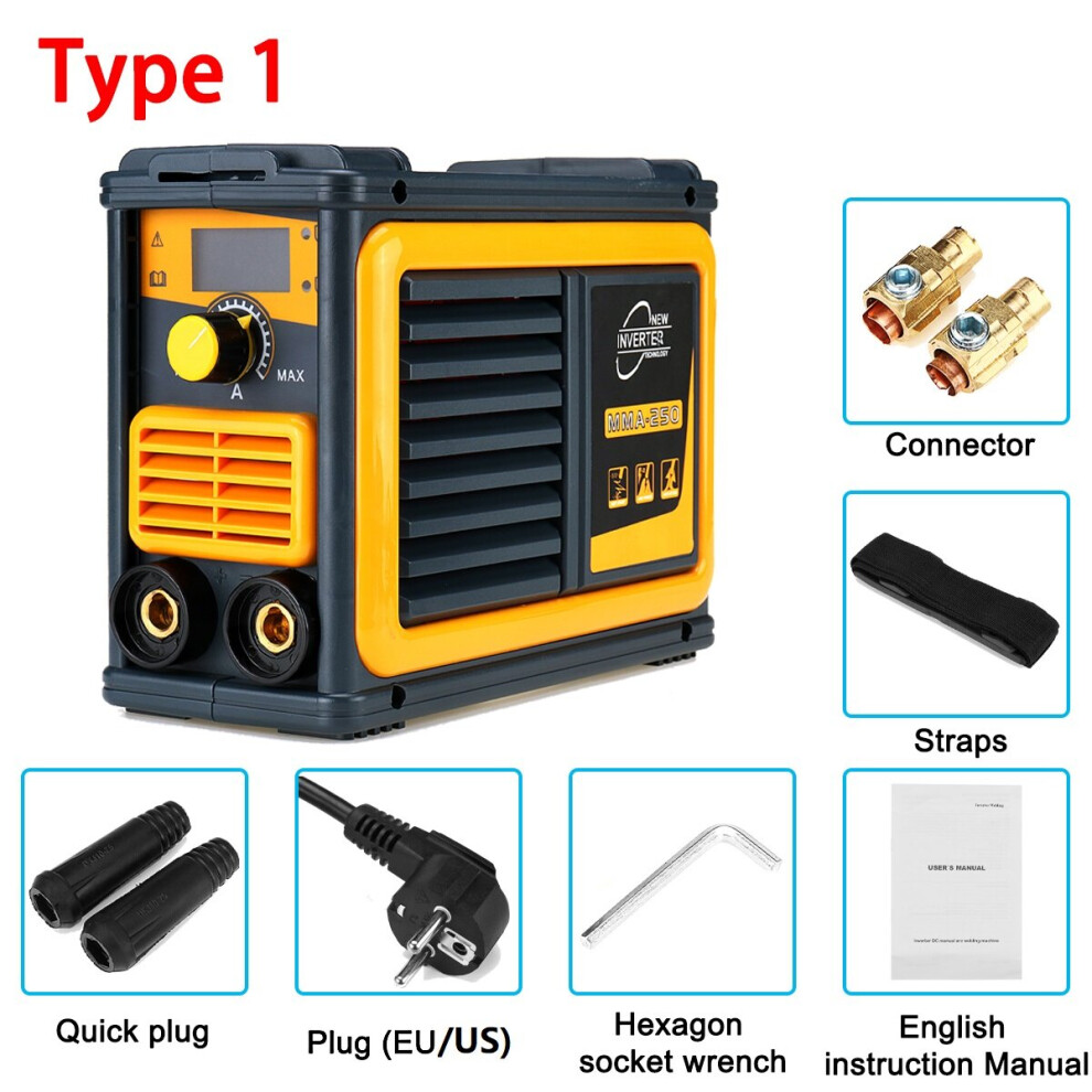 (US Plug, Type 1) 220V 250A Handheld Electric Welder MMA Inverter ARC IGBT Welding Machine Tool
