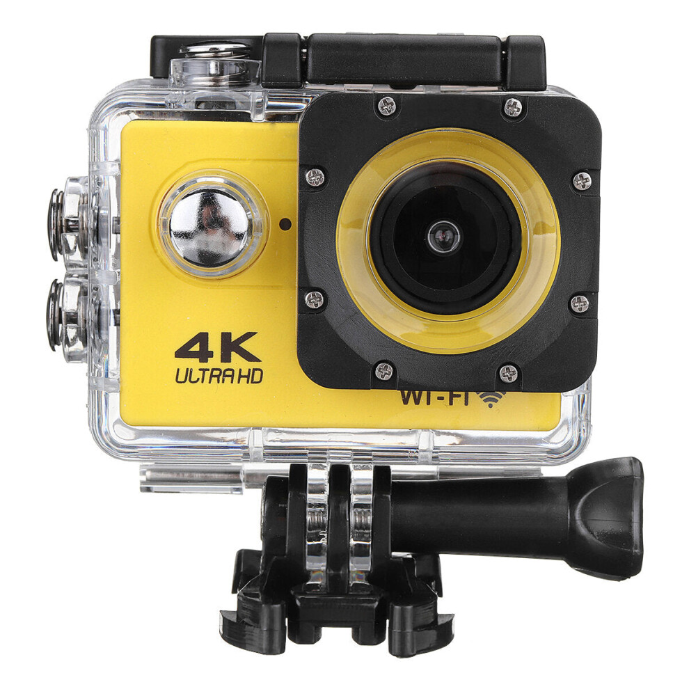 (Yellow) Action Camera WiFi 4K Sports Camera Ultra HD 30M 170 Wide Angle Waterproof DV Camcorder with EIS Gyroscope Dual Anti Shake
