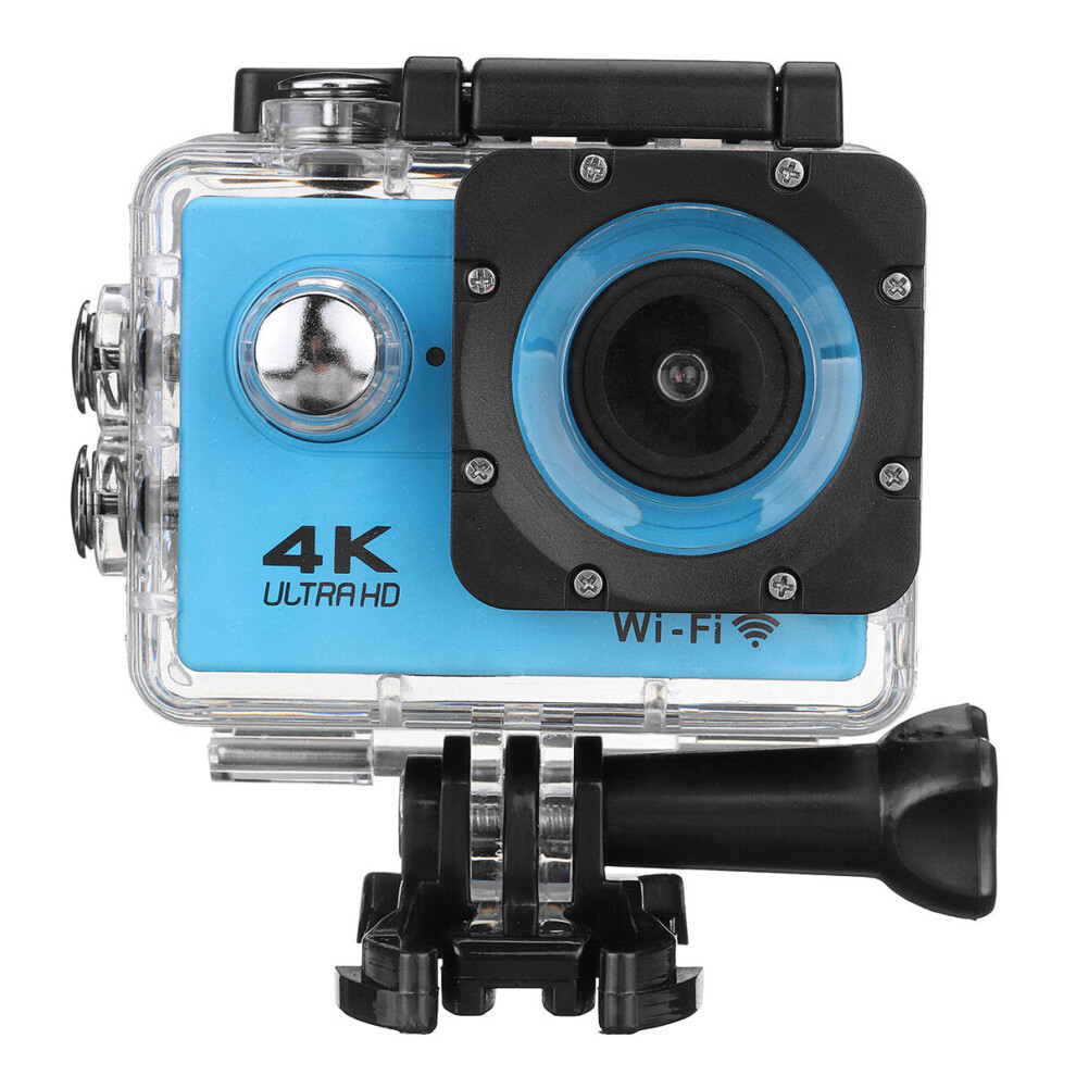 (Blue) Action Camera WiFi 4K Sports Camera Ultra HD 30M 170 Wide Angle Waterproof DV Camcorder With EIS Gyroscope Dual Anti Shake