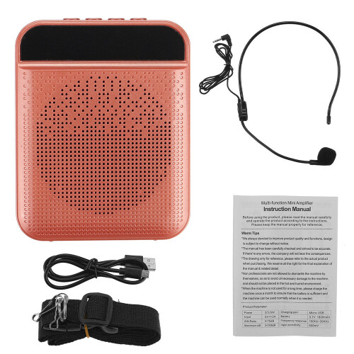 (Pink) Bluetooth Voice Amplifier Speaker Portable Multifunctional Loudspeaker with Personal Microphone for Teaching and Guide