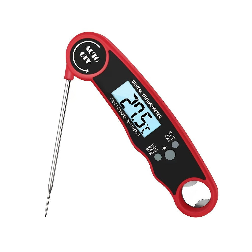 (Red) Waterproof Digital Instant Read Food Thermometer For BBQ Kitchen Cooking Baking